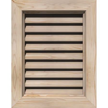 Vertical Gable Vent Unfinished, Functional, Pine Gable Vent W/ Brick Mould Face Frame, 28W X 34H